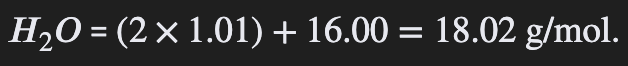 <ul><li><p>Molar mass is calculated using the periodic table by <strong><mark data-color="rgba(0, 0, 0, 0)" style="background-color: rgba(0, 0, 0, 0); color: inherit;">summing the average atomic masses (in g/mol) of all atoms in a formula</mark></strong></p></li><li><p><strong><mark data-color="rgba(0, 0, 0, 0)" style="background-color: rgba(0, 0, 0, 0); color: inherit;">e.g. Calcium Chloride (CaCl2) = Ca + Cl x 2 = 40 + 35.5 × 2  = 111 g/mol</mark></strong></p></li></ul><p></p>