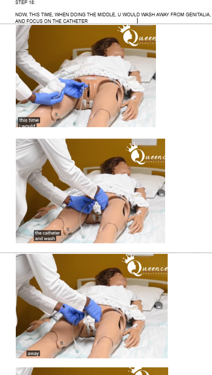 <p><span style="background-color: transparent;">NOW, THIS TIME, WHEN DOING THE MIDDLE, U WOULD WASH AWAY FROM GENITALIA, AND FOCUS ON THE CATHETER</span></p>
