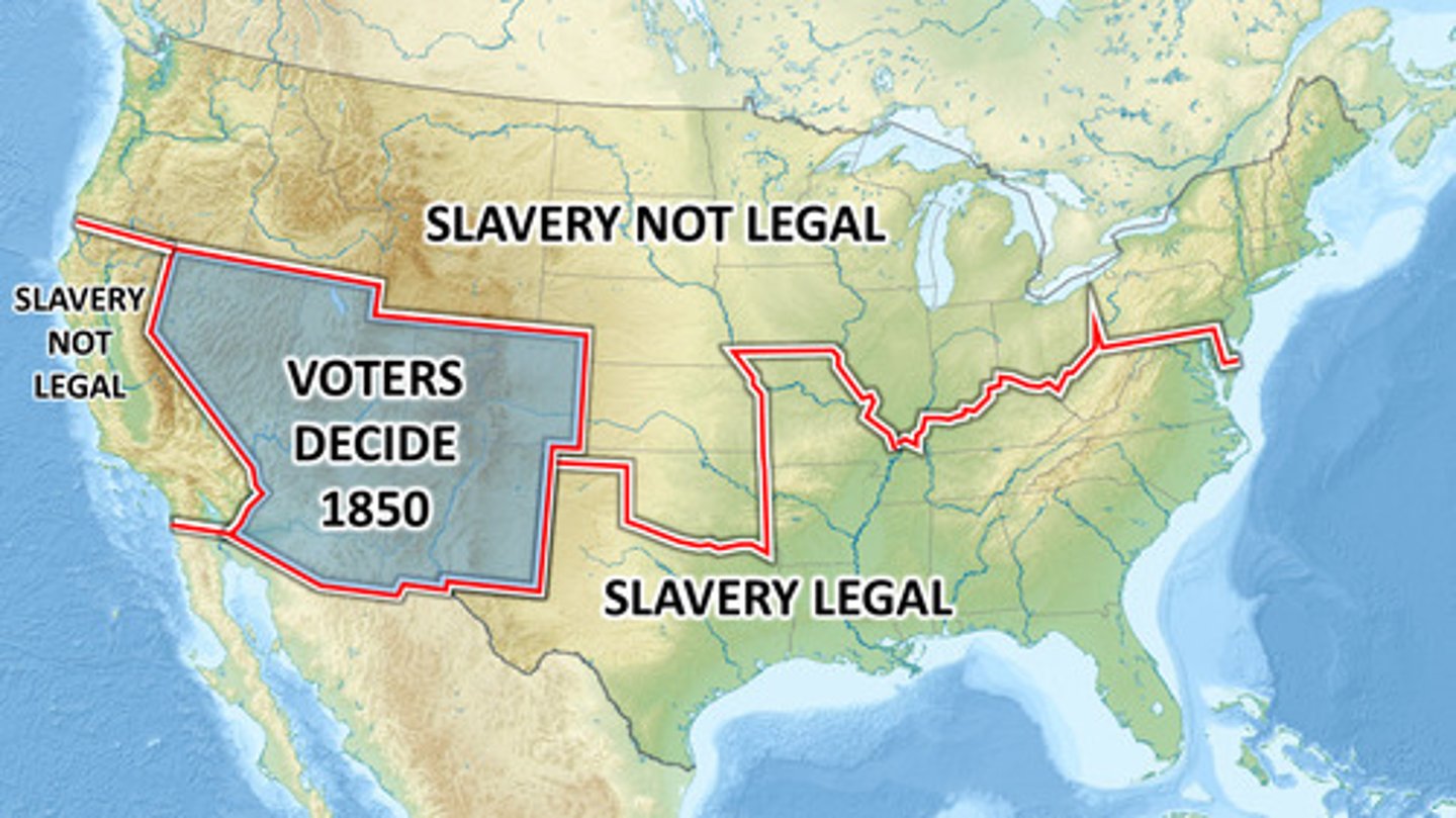<p>Law passed that gave North and South part of what they wanted. California admitted as free state, slave trade abolished in DC, and new fugitive slave law passed; advocated by Henry Clay</p>