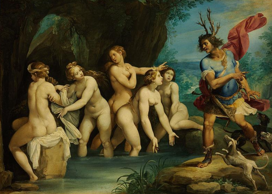<ul><li><p>Actéon est un chasseur qui voit par accident Diane nue.</p></li><li><p>Furieuse, elle le punit.</p></li><li><p>Elle le transforme en cerf.</p></li><li><p><strong>Une métamorphose</strong> = le fait de changer une personne, un animal ou une chose en autre chose.</p></li><li><p>Les chiens d’Actéon ne le reconnaissent plus et le tuent.</p></li></ul><p></p>
