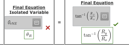 <p>Variable solving for = Find direction, in <span style="line-height: normal;"><strong><sub>° North of East </sub></strong></span><strong>[𝜃<sub>R</sub>] = 𝜃<sub>rNE</sub></strong></p>