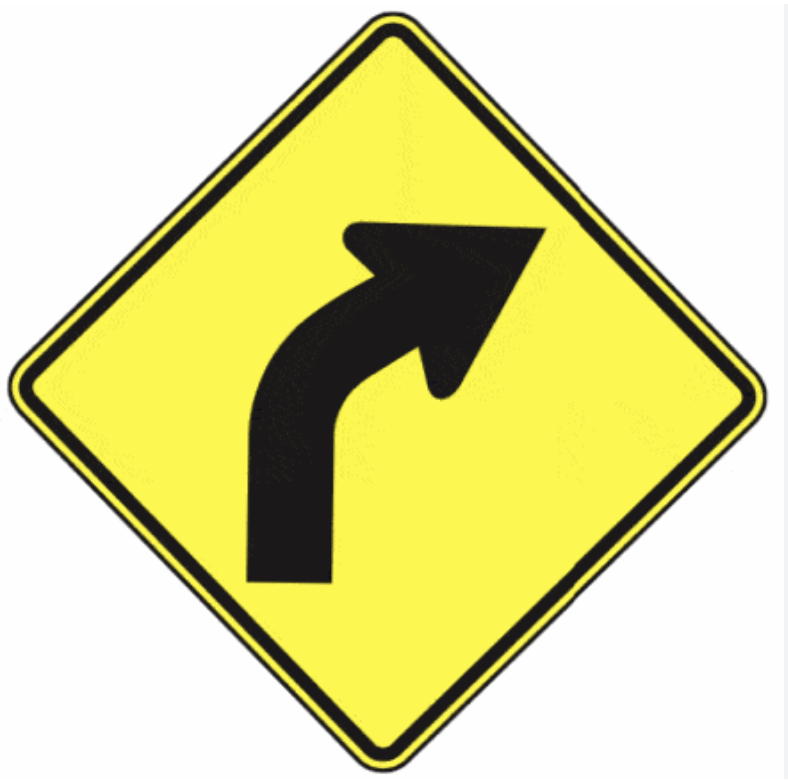 <p>Turns and Curves: Road Curves to Right</p>