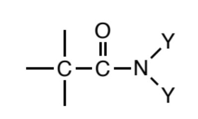 <p>a carbonyl (C=O) where a carbon or hydrogen is attached to one side of the carbonyl carbon and the other side is nitrogen. In turn, this nitrogen can be attached to any combination of C/H atoms, but those attached carbons (if any) should not be bonded to any other non C/H atoms.</p>