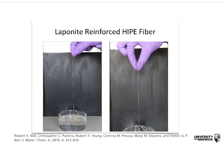 <p><strong>Why is Laponite added to HIPE fibres, and what effect does it have on the material?</strong></p>