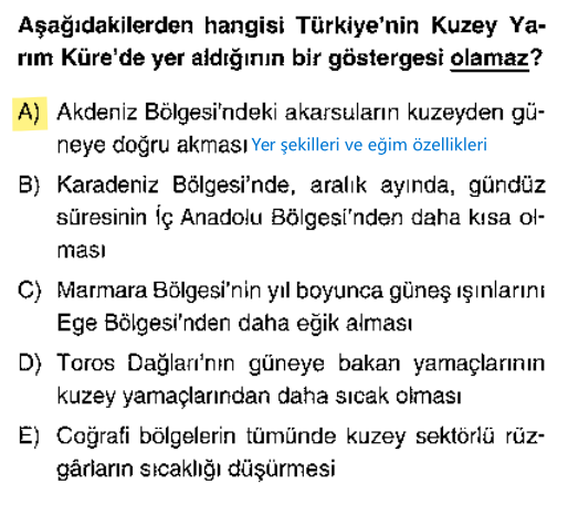 <p>Akarsular enleme göre değil, eğime (yer şekillerine) göre akar. Toroslar kuzeyde, deniz güneyde olduğu için güneye akarlar. Bu "özel konum"dur.</p>