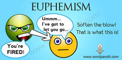 <p>A polite word used instead of a harsh one.</p>