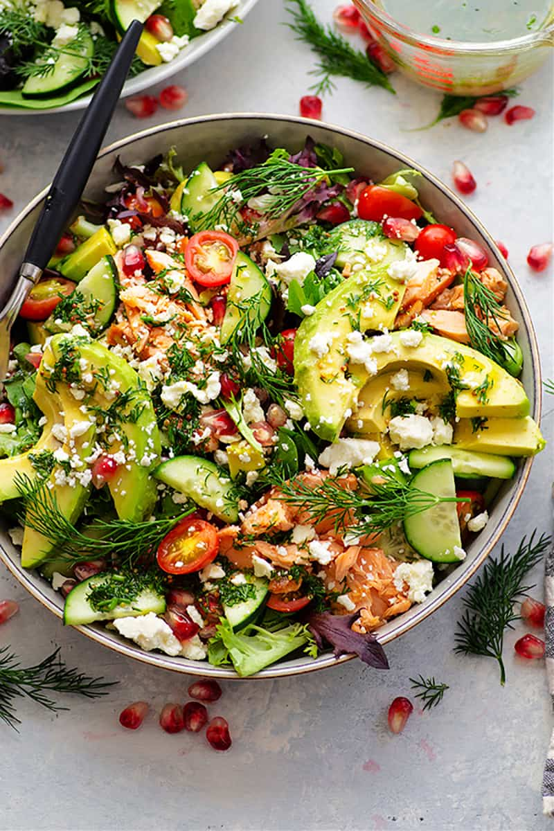 <p>Salad containing cucumbers and a creamy avocado dressing for $$23$$.</p>