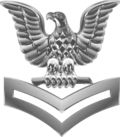 <p>One eagle above two chevrons</p>