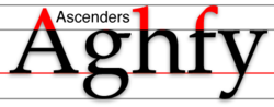 <p>Portion of lowercase letter above the x-height </p>