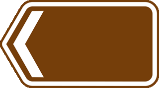 What does a sign with a brown background show?