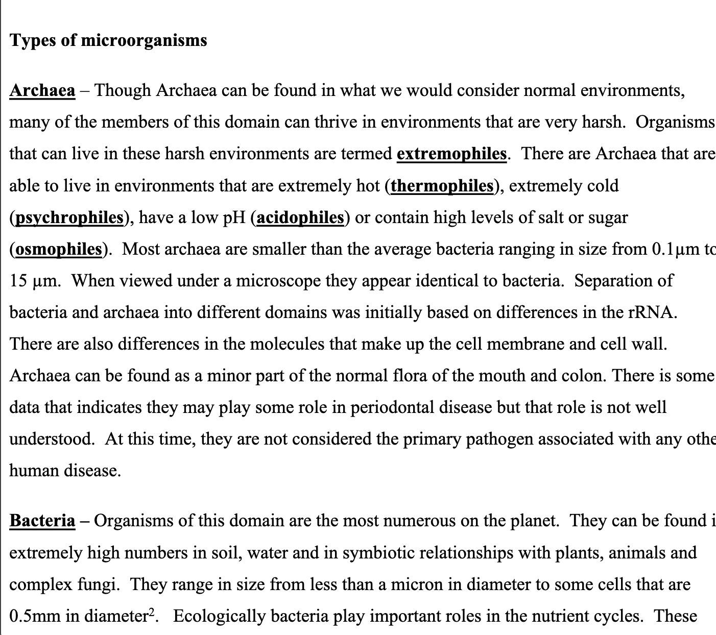 <p>Type of microorganisms </p>