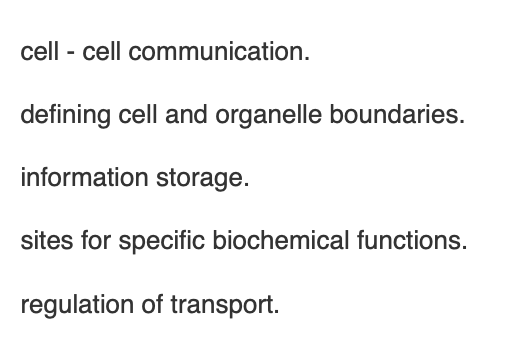 <p><span>Each of the following is a function of membranes </span><em>except</em></p>