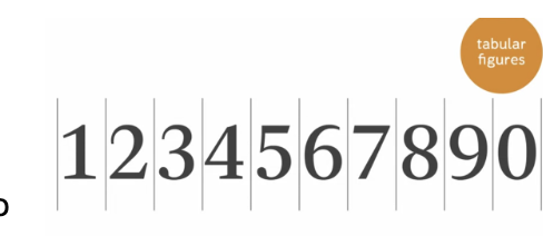 <ul><li><p><span style="background-color: transparent;">monospaced- each figure takes up the same horizontal figure as the next</span></p></li><li><p><span style="background-color: transparent;">Useful in charts and mathematical equations where you need the figures to line up vertically</span></p></li></ul><p></p>