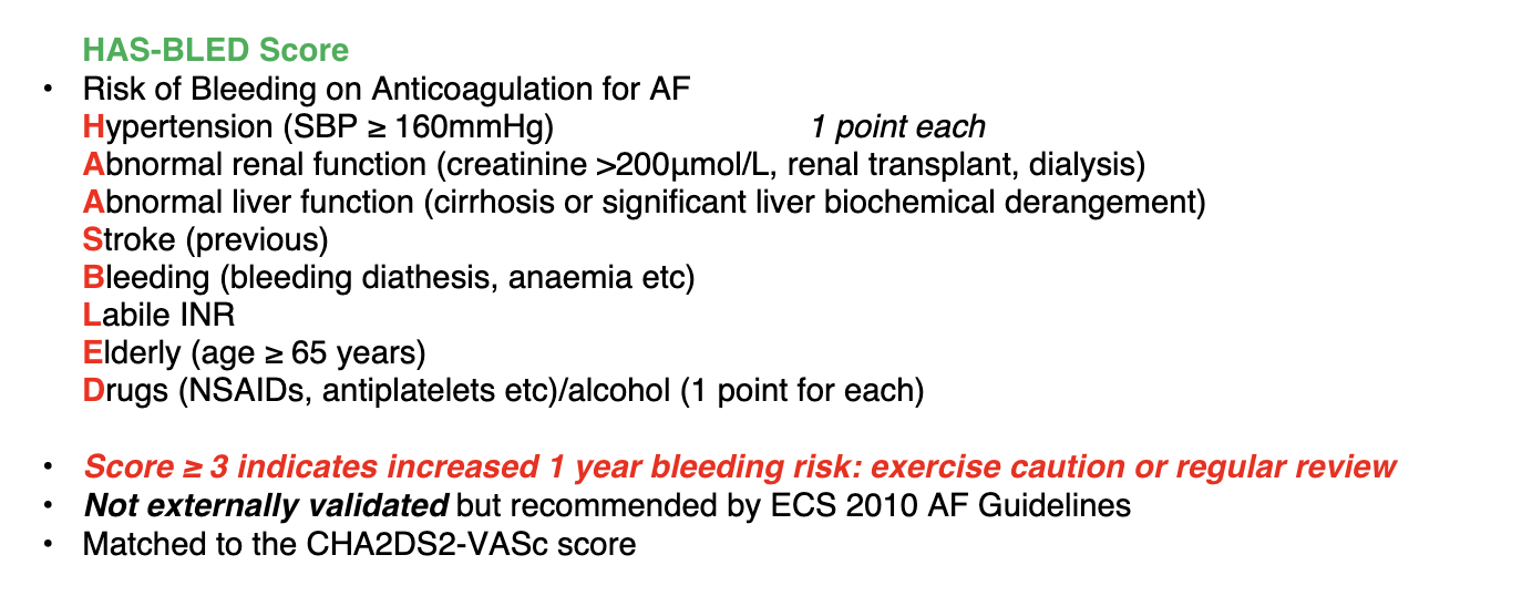 <p>Risk of bleeding on anticoagulation for AF</p>