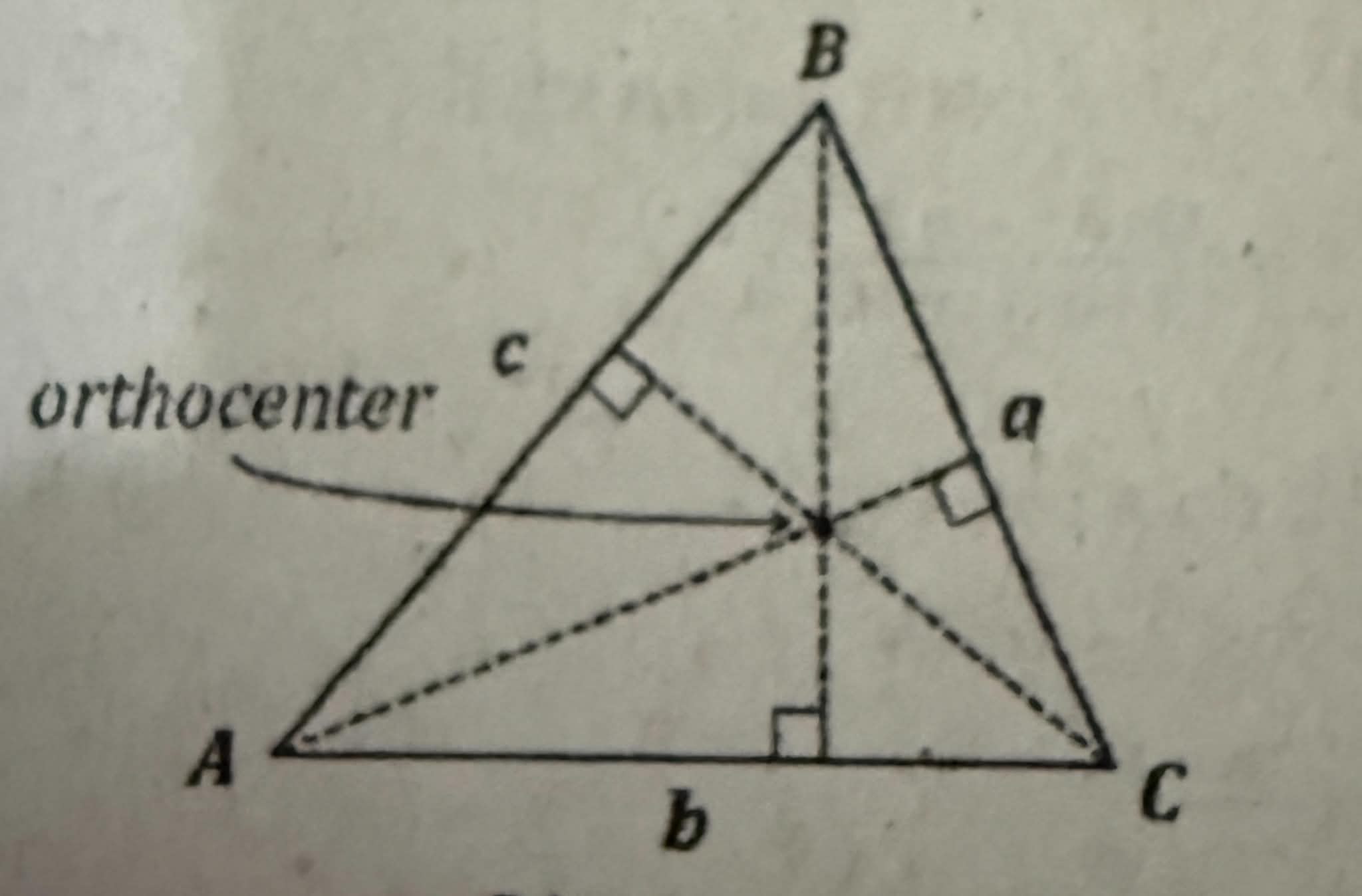 <p>line drawn from one vertex perpendicular to its opposite side</p>