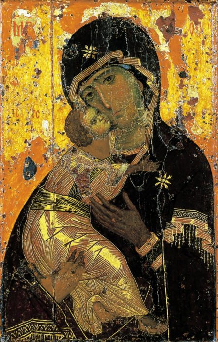 <p>Byzantine icon; emotional connection between Mary and Christ, devotional object.</p>
