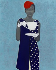 <p>A teacher asks students to analyze how the artwork below reflects changing attitudes toward identity and representation in contemporary society. Which response is MOST accurate?</p>