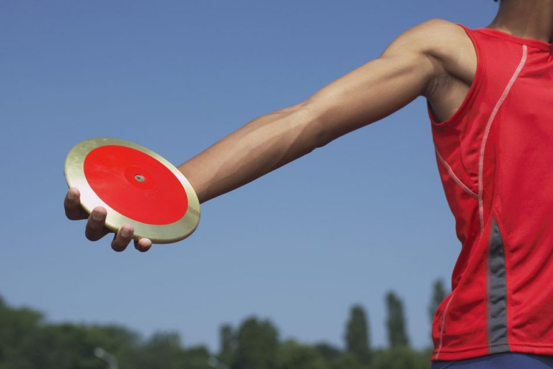 <p>A heavy disc thrown in athletics</p>