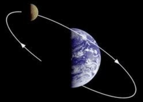 <p>the path of one object traveling around another object</p>
