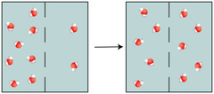 <p>when particles become evenly spread between two areas</p>