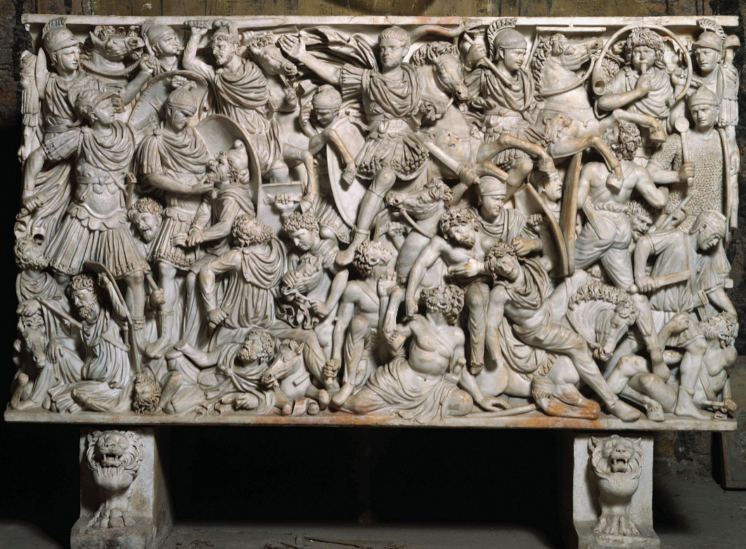 <p>Battle of Romans and barbarians, ludovisi battle sarcophagus</p>