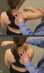 <p>Axial load on humerus at 90° flexion/IR, horizontal adduction; tests posterior instability.</p>