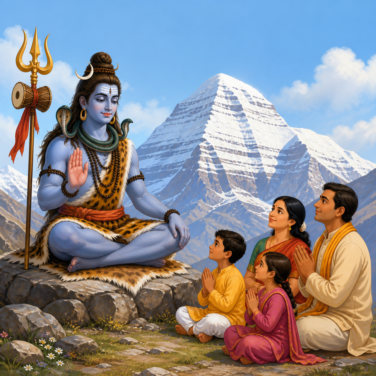 <p>He protects them and grants peace, blessings, and liberation</p>