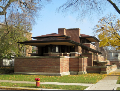 <p>style of building that believes a structure should reflect the surrounding natural environment. This movement, also known as Prarie School, is similar</p><p>to the Arts and Crafts movement and is known as the first distinctly American</p><p>architectural style, especially in the Midwest. It called for non-derivative, distinctly</p><p>American architecture rooted in nature, with a sense of place, but also incorporated</p><p>modern elements, like flat planes and stylized ornamentation.</p><p>(see robie house)</p>