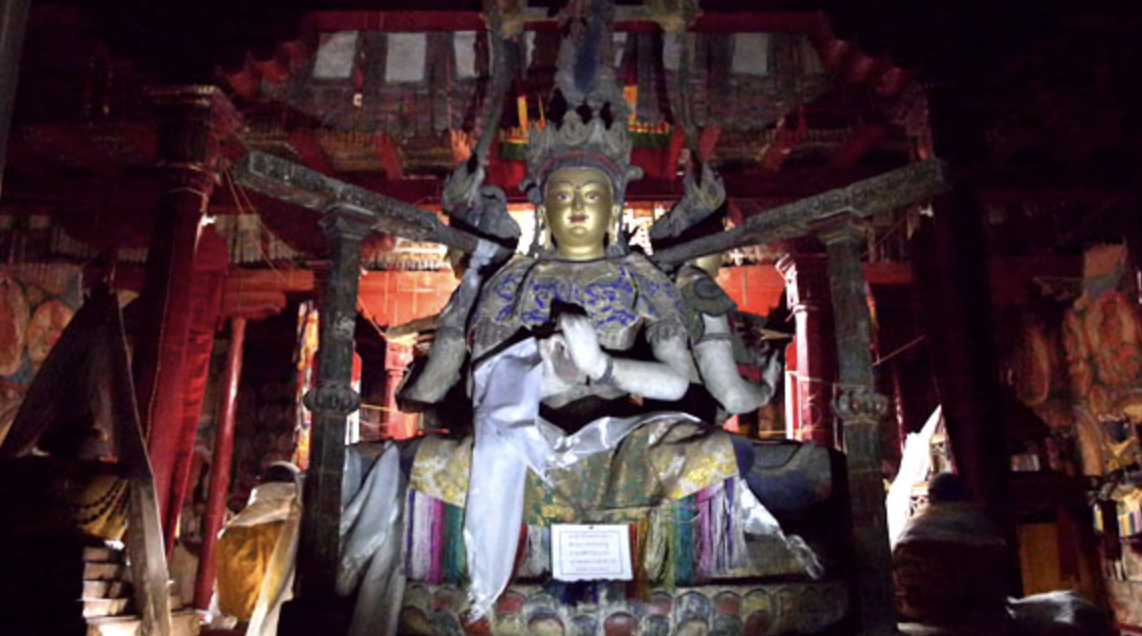 <ul><li><p><span style="background-color: transparent;">Vajradhatu (Vajra realm) mandala </span></p><ul><li><p><span style="background-color: transparent;">According to STTS, center of mandala is four-headed Vairocana</span></p><ul><li><p><span style="background-color: transparent;">Depicted in Tabo as four-bodied</span></p></li></ul></li></ul></li><li><p><span style="background-color: transparent;">Similar anatomical proportions to images from Sarnath</span></p></li><li><p><span style="background-color: transparent;">Sarvatathagatatattvasamgraha text emphasizes Vairocana as the universal sovereign </span></p><ul><li><p><span style="background-color: transparent;">New teaching at the time of Temple renovation</span></p></li></ul></li></ul><p></p>