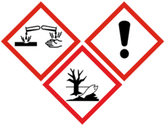 <p>Les solutions acides et basiques concentrées présentent des dangers identiques, elles sont :</p><p>• corrosives</p><p>• irritantes</p><p>• dangereuses pour l'environnement</p>