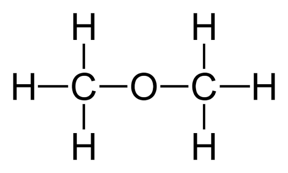 <p>Common: Dimethyl ether | IUPAC: Methoxymethane (H3C-O-CH3).</p>