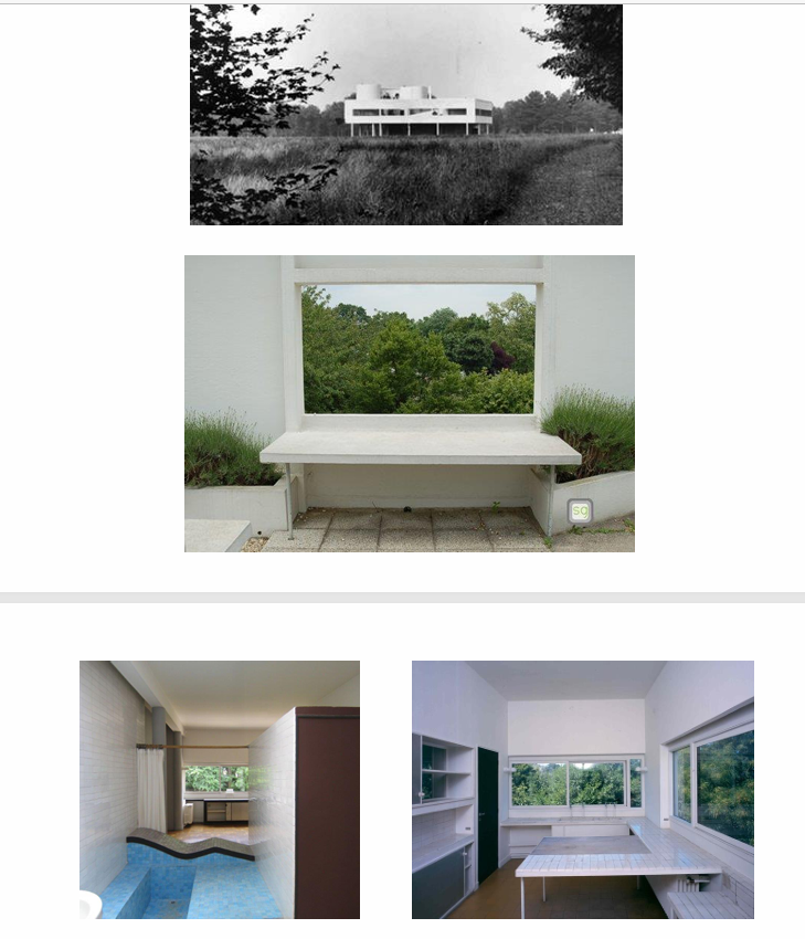 <ol><li><p>The five points of architecture fully applied.</p></li></ol><ul><li><p>Pilotis</p></li><li><p>Free plan</p></li><li><p>Free facade</p></li><li><p>Horizontal windows</p></li><li><p>Roof garden</p></li></ul><ol start="2"><li><p>Promenade Architecturale</p></li></ol><p>“Experience of spaces through movement”</p><ul><li><p>Ramp + Stairs</p></li><li><p>Spaces revealed sequantially</p></li></ul><ol start="3"><li><p>Geometric Purity = curvilinear and rectilinear shapes designing the building volume and experience</p></li><li><p>Form follows function = no ornaments</p></li></ol><p></p>