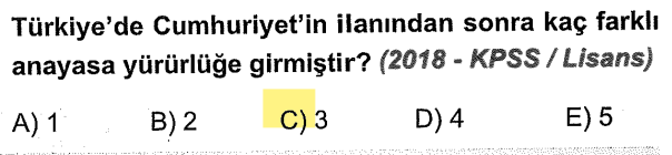 <p>1923'te Cumhuriyet ilan edildiğinde cebimizde 1921 Anayasası vardı. Ondan sonra sırasıyla <strong>1924</strong>, <strong>1961</strong> ve hala kullandığımız <strong>1982</strong> anayasaları geldi.</p>