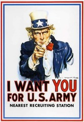 <p>Which persuasive technique is MOST emphasized in recruitment posters such as I Want You for U.S. Army?</p>