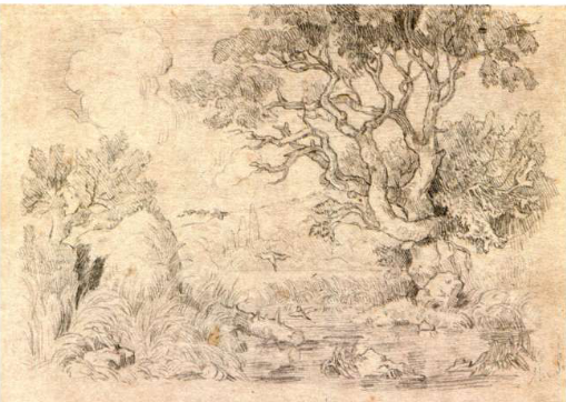 <p>Moritz von Schwind, <em>Paysage marécageux, </em>vers 1860, Prague</p>