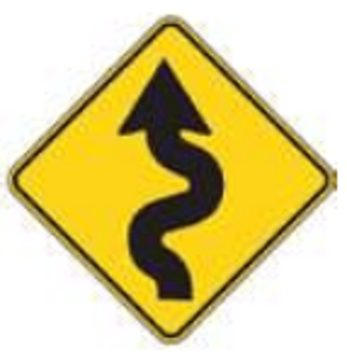 <p>A warning sign indicating a winding road is ahead.</p>