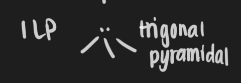 <p>Trigonal pyramidal, bond angle <120</p>