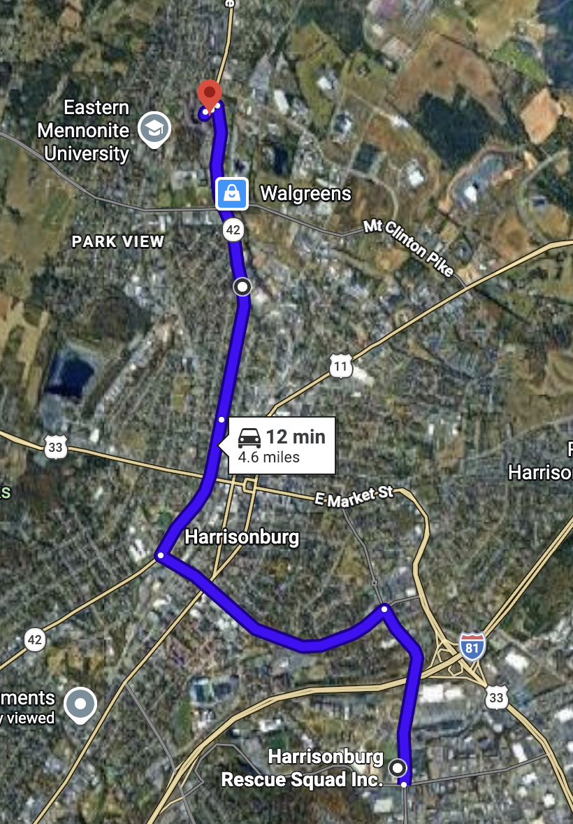 <ol><li><p>Left on reservior</p></li><li><p>left on MLK</p></li><li><p>right on S high st</p></li><li><p>left onto <strong>heritage dr</strong> </p></li><li><p>right into virginia ave</p></li></ol><p></p>