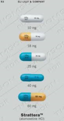 <p>Atomoxetine </p><p>Norepinephrine reuptake inhibitor </p><p>ADHD</p>