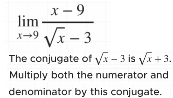 <p>conjugate method to solve limits</p>