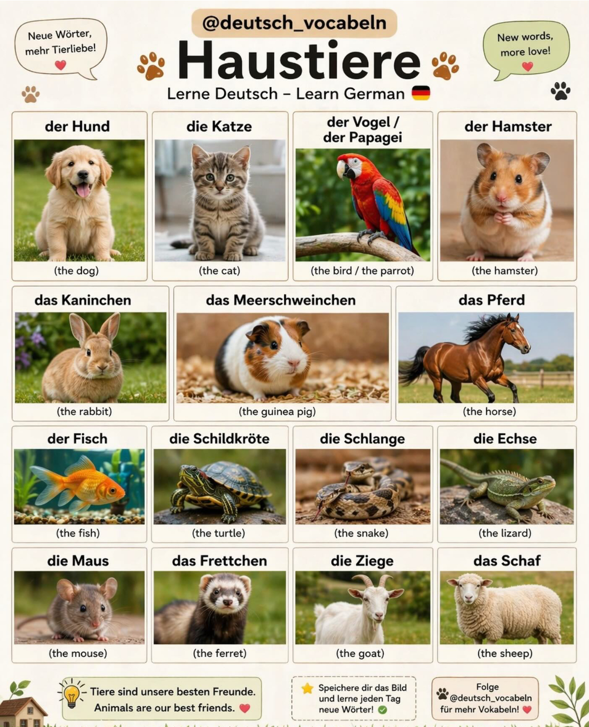<p><mark data-color="green" style="background-color: green; color: inherit;">das Haustier</mark>, e</p>