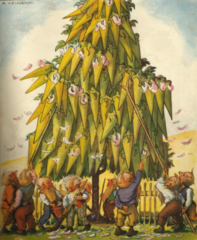 <p>The cones grow and the gnomes care for the tree.</p>