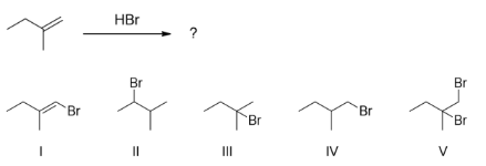 <p>what is the expected major product of the following rxn?</p>