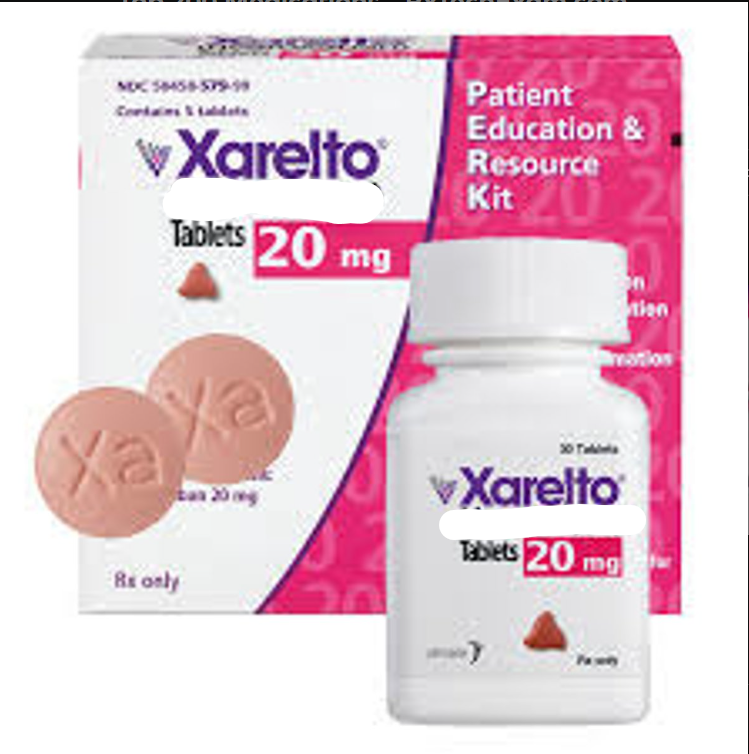 <p>Brand: Xarelto</p><p>Class: Factor Xa Inhibitor</p><p>Drug Interactions: </p><p>1) Increased risk of bleeding with NSAIDs</p><p>2) Increased risk of bleeding with antibiotics</p><p>Interaction: Excessive bruising / bleeding</p><p>Indication: Anticoagulant, Blood Thinner</p><p>Schedule: NCLM</p>
