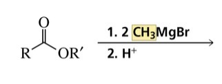 <p>Reaction of an ester with excess Grignard reagent forms a…</p>