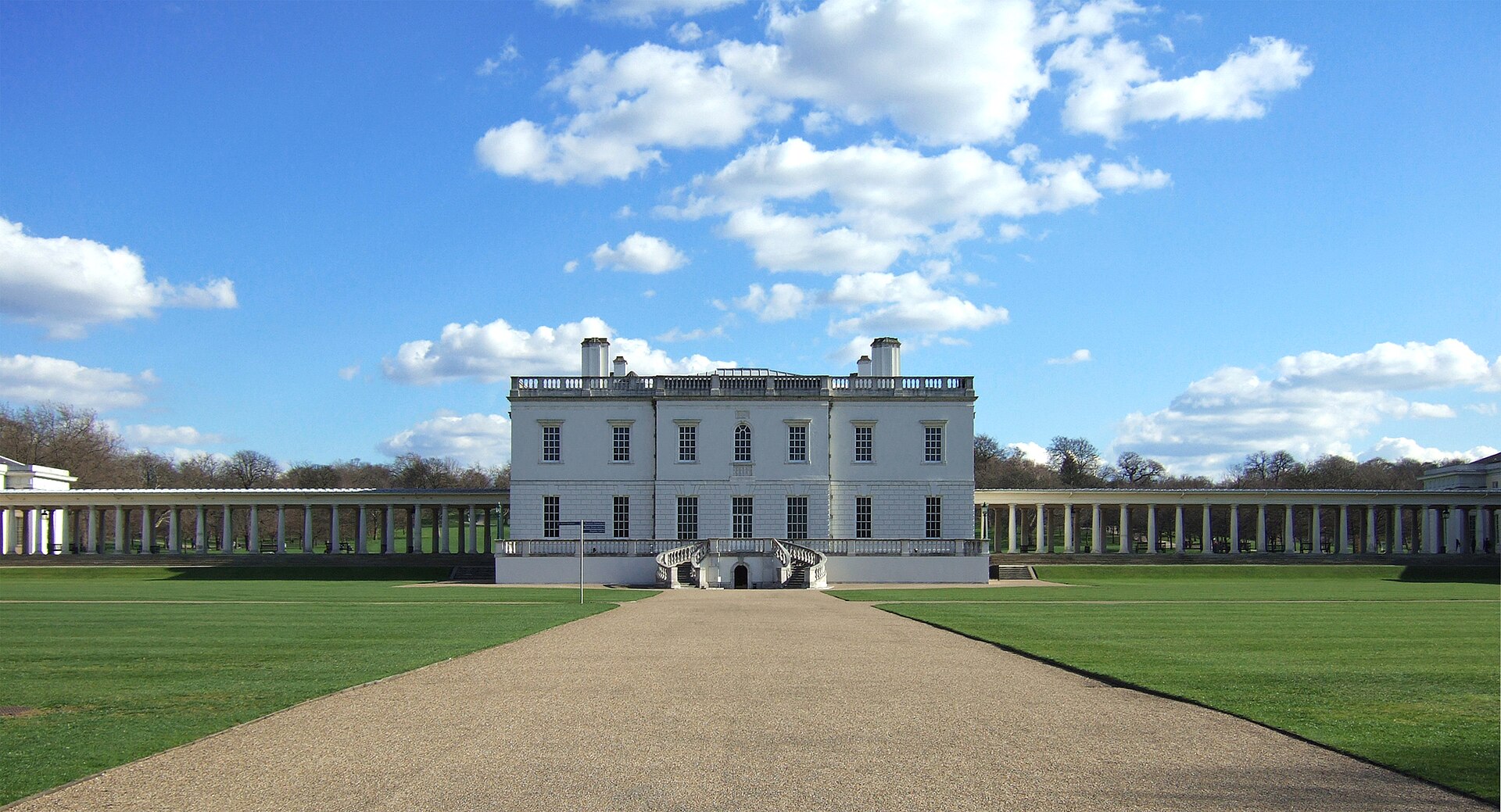 <ul><li><p>Built for Queen Henrietta Maria </p></li><li><p>Located at Greenwich (east of London on the Thames River) </p></li><li><p>It was in the style of a Palladian villa </p></li></ul><p></p>