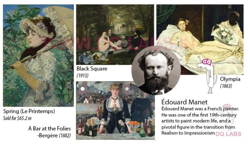 <p>French painter, one of the first 19th century artists to paint modern life. PIVOTAL figure in the transition from Realism to impressionism </p>