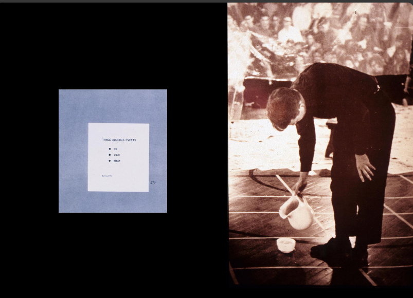 <p>George Brecht, Three Aqueous Events, 1961, as performed 1963</p>