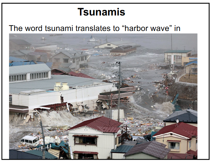 <p>is a tsunami a tidal wave (created by unusual tides (ocean water moved by the gravitational pull of the moon and sun))? what is a tsunami?</p>