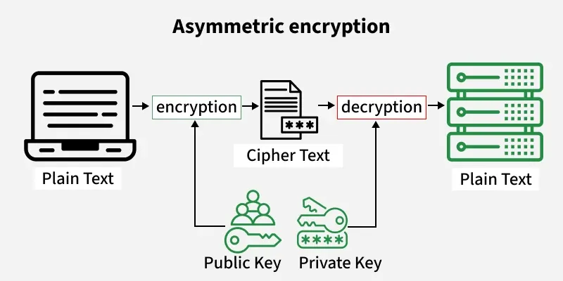<p>Encryption that uses two keys: a public key for encryption and a private key for decryption.</p>